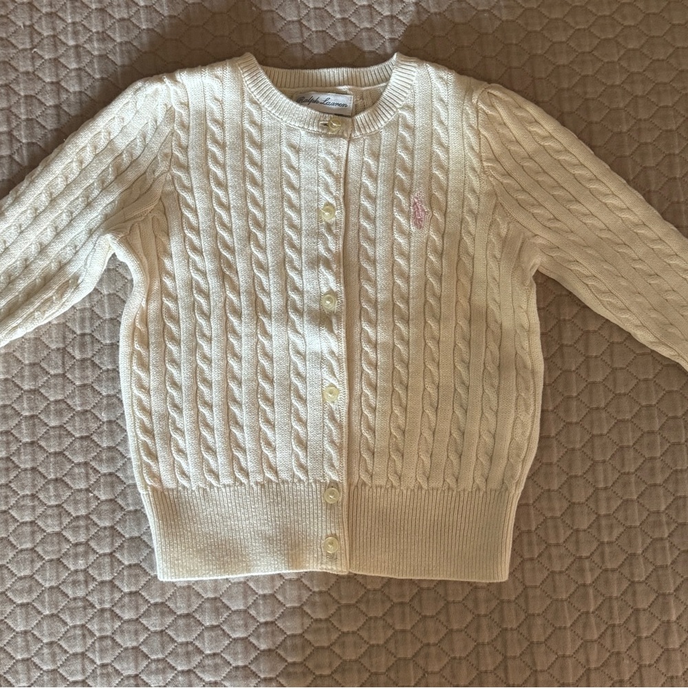 Girls Cream Cable Knit Cardigan